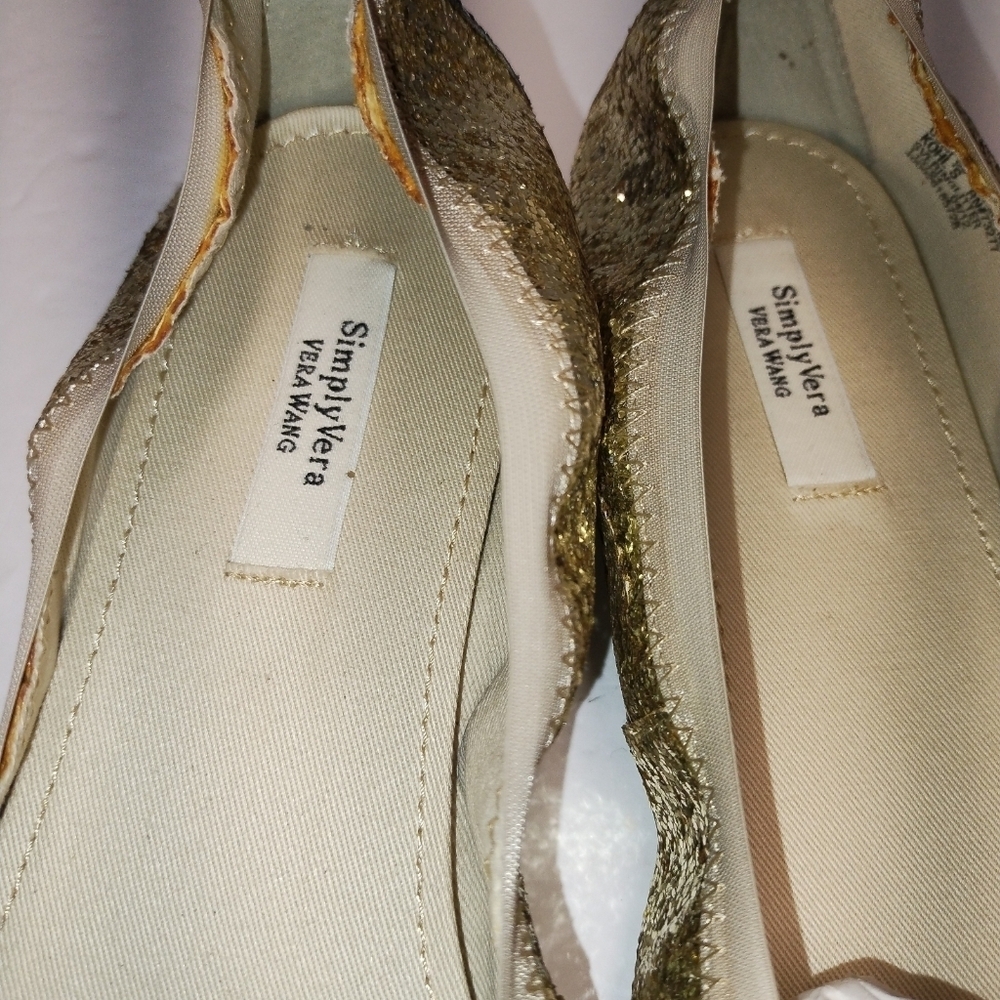 Vera Wang Gold & Silver Glitter Ballet Flats NWT | Designer Sparkle Flats Women’ - Picture 5 of 7